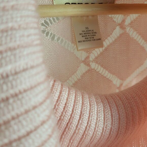 ARDEN B. XS Merino Wool Blend Pink Sweater Cowl Neck Wide 3/4 Dolman Sleeve - Picture 4 of 8